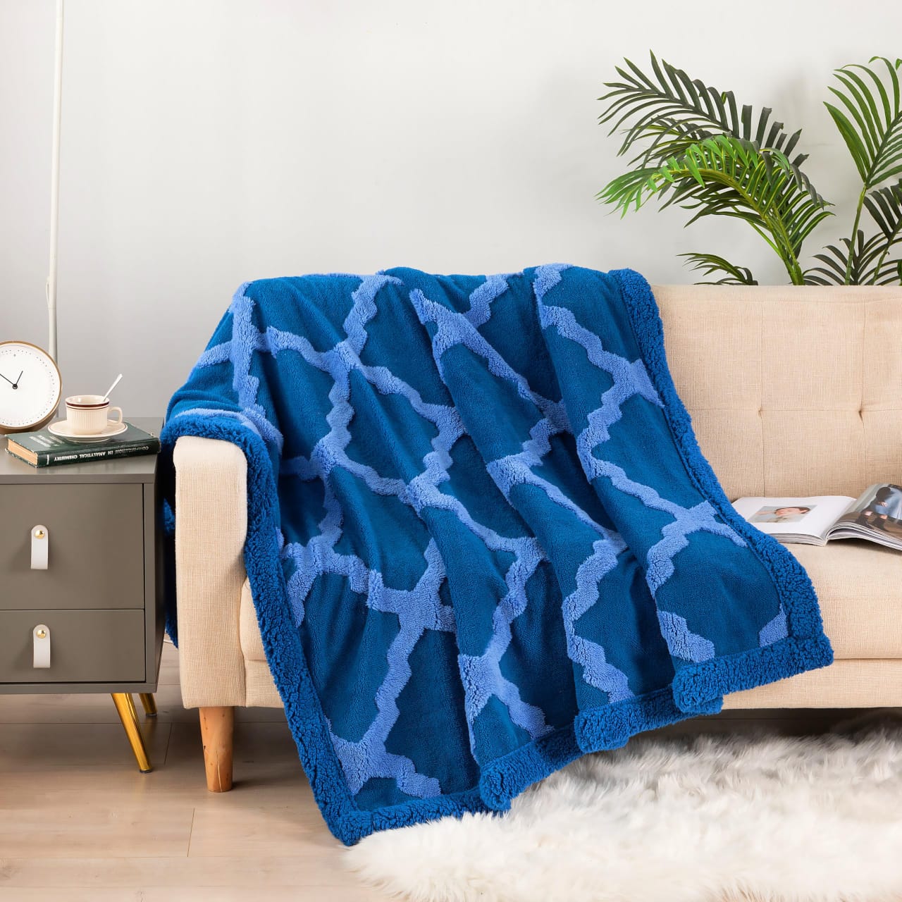 Miniatura 3 de LUJOSAS MANTAS SHERPA CON OVEJERO - COLOR: GRIS CLARO